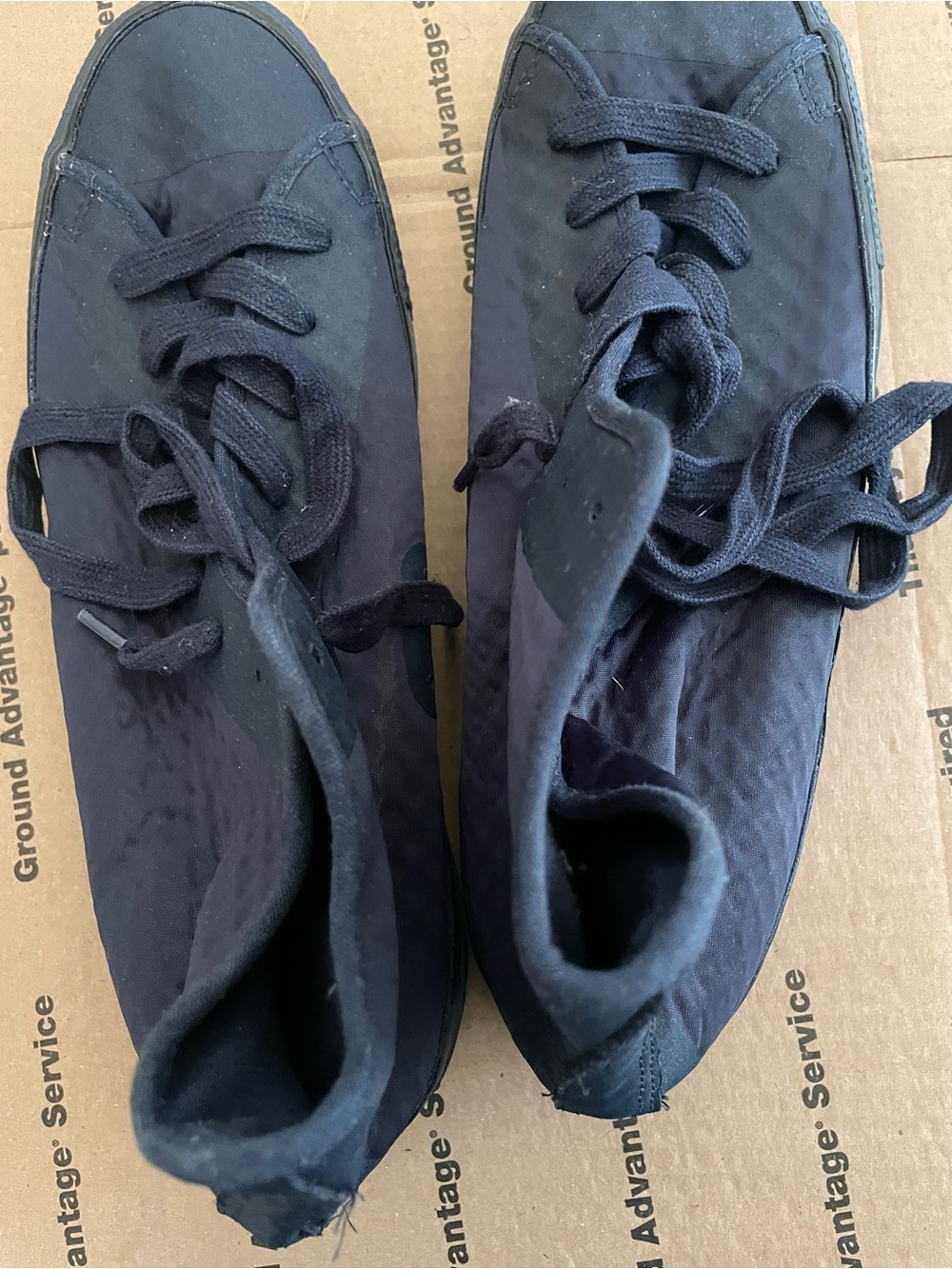 Navy Blue Canvas Lace-Up Men's High-Top Sneakers